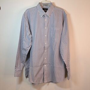 NORDSTROM striped button down shirt wrinkle free men sz 17.5